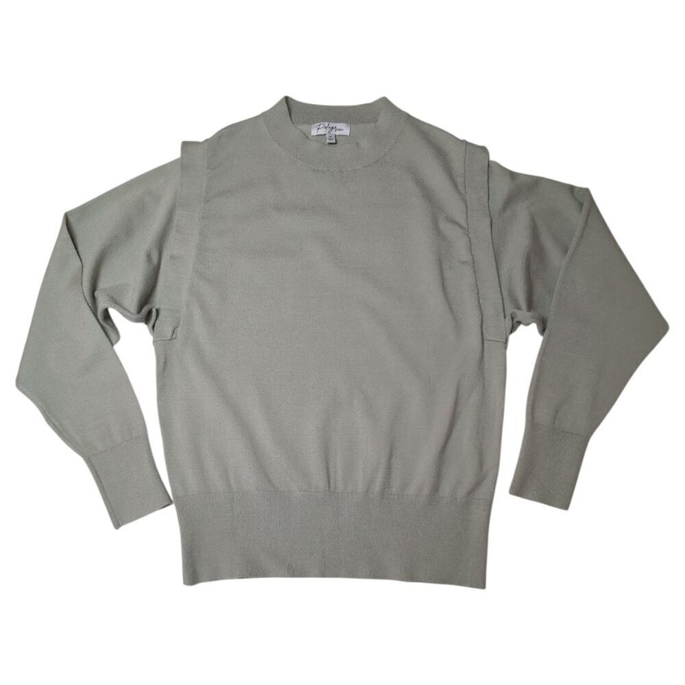 Polagram Extended Shoulder Sweater Knit Pullover Womens Size Medium Sage Green